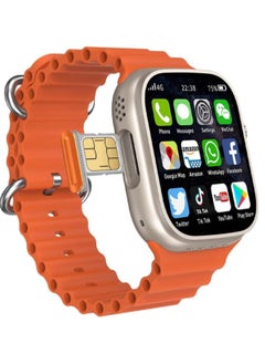 The Latest Smart Watch Series 8 With A Large Full HD Screen A Wireless Charging With A 680 mAh Battery And A Built-In 4G SIM Card For Internet Connection And Phone Calls, Supports Many Mobile Applications And Is Compatible With The Android System - With 4 Additional Bracelets