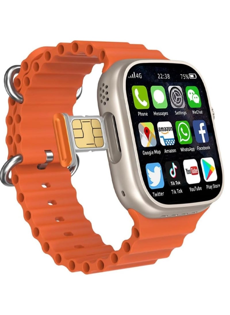 Generic - The Latest Smart Watch Series 8 With A Large Full HD Screen A Wireless Charging With A 680 mAh Battery And A Built-In 4G SIM Card For Internet Connection And Phone Calls, Supports Many Mobile Applications And Is Compatible With The Android System - With 4 Additional Bracelets - Image 1