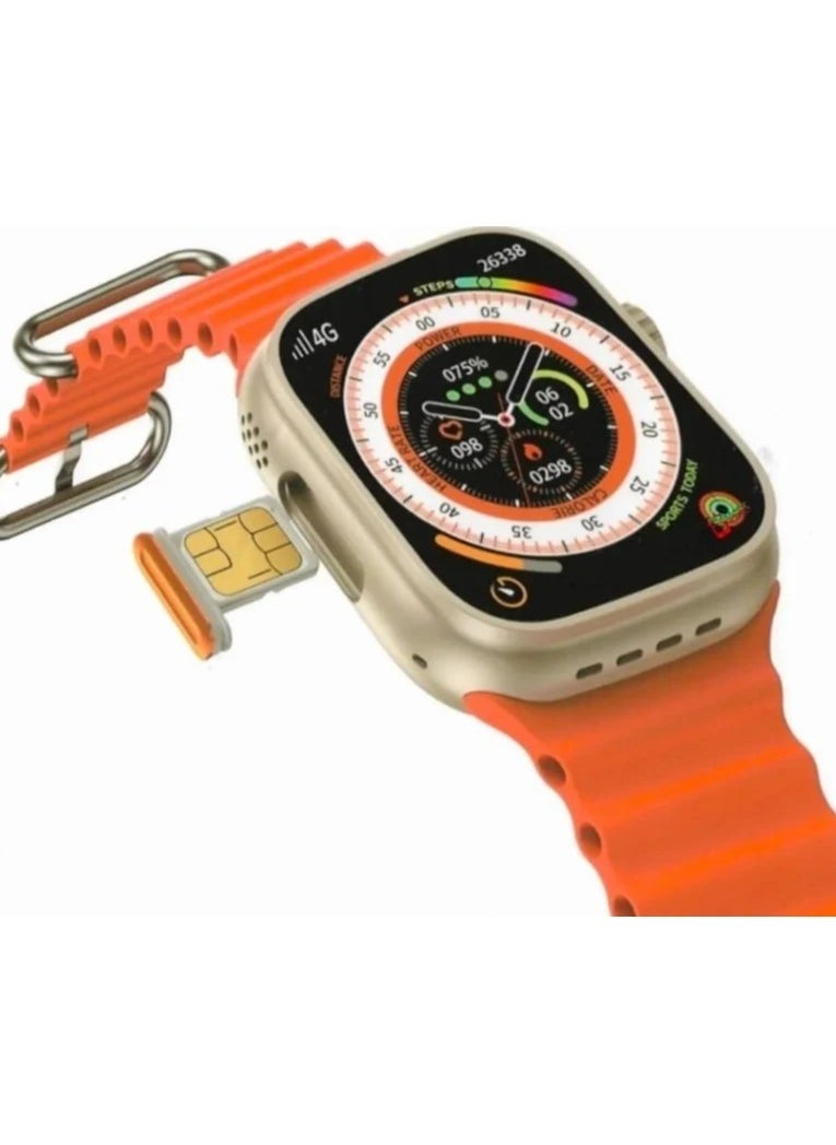 Generic - The Latest Smart Watch Series 8 With A Large Full HD Screen A Wireless Charging With A 680 mAh Battery And A Built-In 4G SIM Card For Internet Connection And Phone Calls, Supports Many Mobile Applications And Is Compatible With The Android System - With 4 Additional Bracelets - Image 1