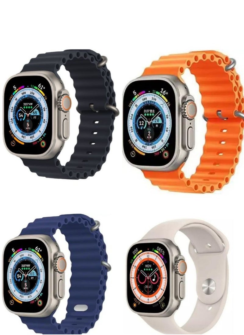 Generic - The Latest Smart Watch Series 8 With A Large Full HD Screen A Wireless Charging With A 680 mAh Battery And A Built-In 4G SIM Card For Internet Connection And Phone Calls, Supports Many Mobile Applications And Is Compatible With The Android System - With 4 Additional Bracelets - Image 1