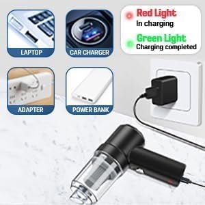 TECH LOGO ELECTRONICS Vacuum Cleaner 3 in 1 for Car & Home – Compact, Cordless, Wet & Dry, Blower Function, Mini & Portable for Sofa, Dust, and Deep Cleaning - portable vacuum cleaner for car, bike and sofa - Image 3