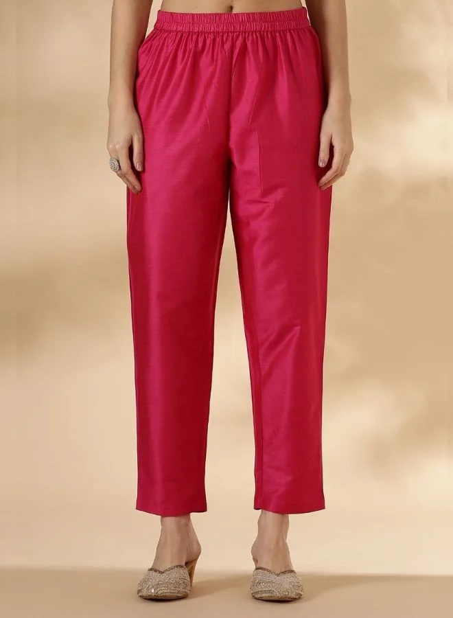 Abhishti Pink Kurta Pant set with Brocade Detail