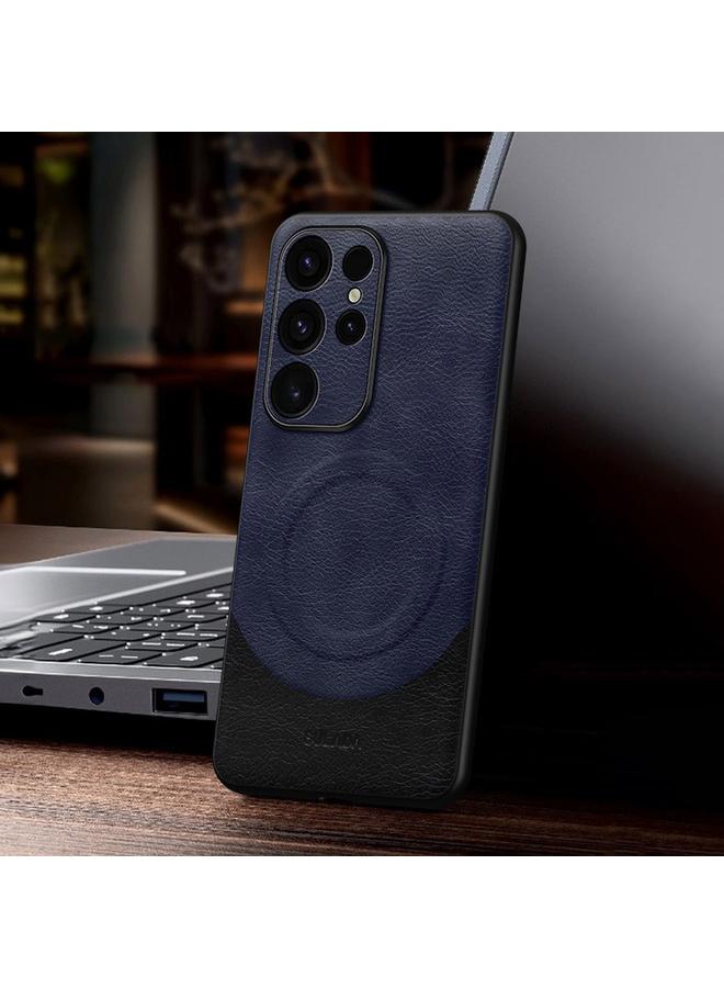 The Bros Case For Samsung Galaxy S24 Ultra 5G Stitching Leather MagSafe Magnetic Phone Case