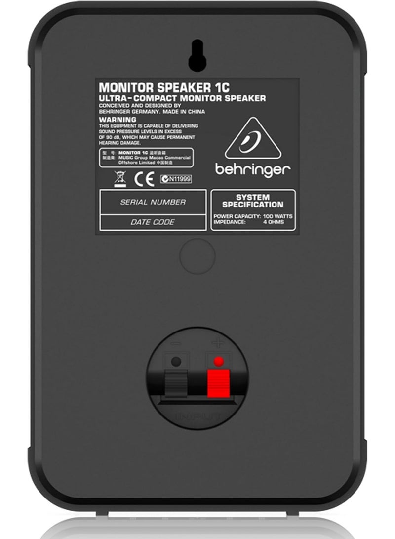 Behringer 1C-BK Ultra Compact Studio Monitor Speakers (Black, Pair) – 100W Passive 2-Way Monitors, 5.5" Cellulose Cone Woofer, 60Hz-23kHz Frequency Response, For Home Studio & Multimedia Production - Image 4