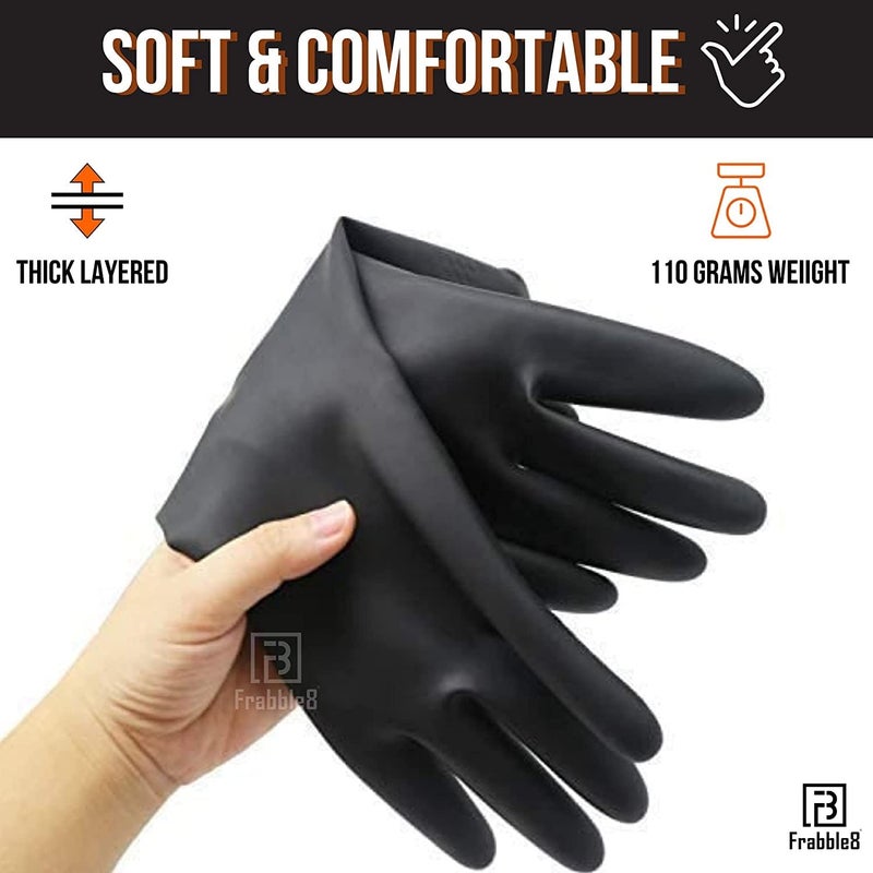 Ekon Pack of 5 Silicon Latex Non Slip Multipurpose Heavy Duty Reusable Safety Rubber Hand Gloves For House Hold Home Dish Utensils Car Washing Kitchen Bathroom Toilet Tiles Cleaning Men Women Black - Image 4