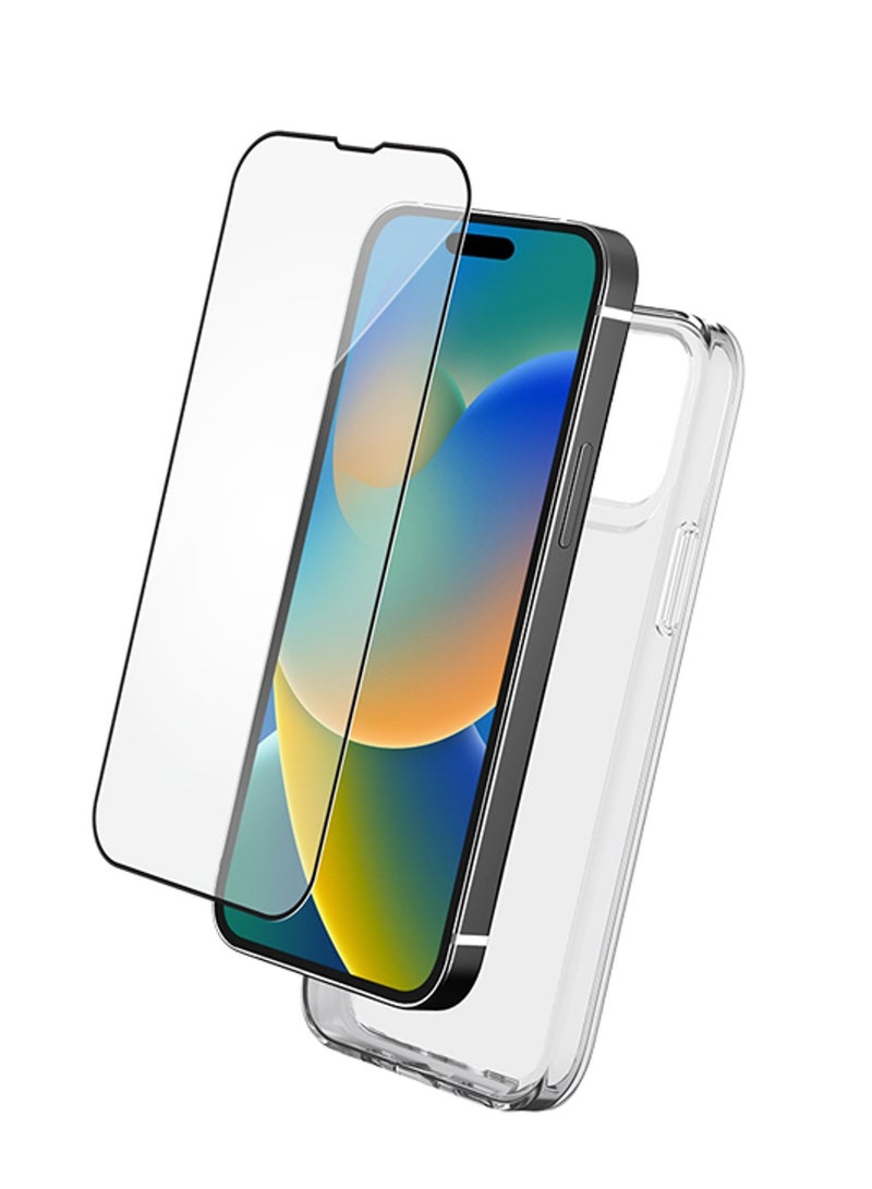 فورس FORCE BIGBEN PACK IPHONE 15 TRANSPARENT CASE + TEMPERED GLASS + SMARTFRAME