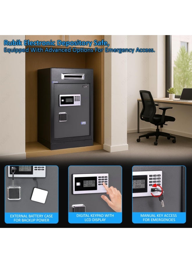 Rubik Drop Slot Safe Box, Digital Lock & Key For Office Shops Business Money Documents RB-6343S (69x43x38cm)  - Image 4