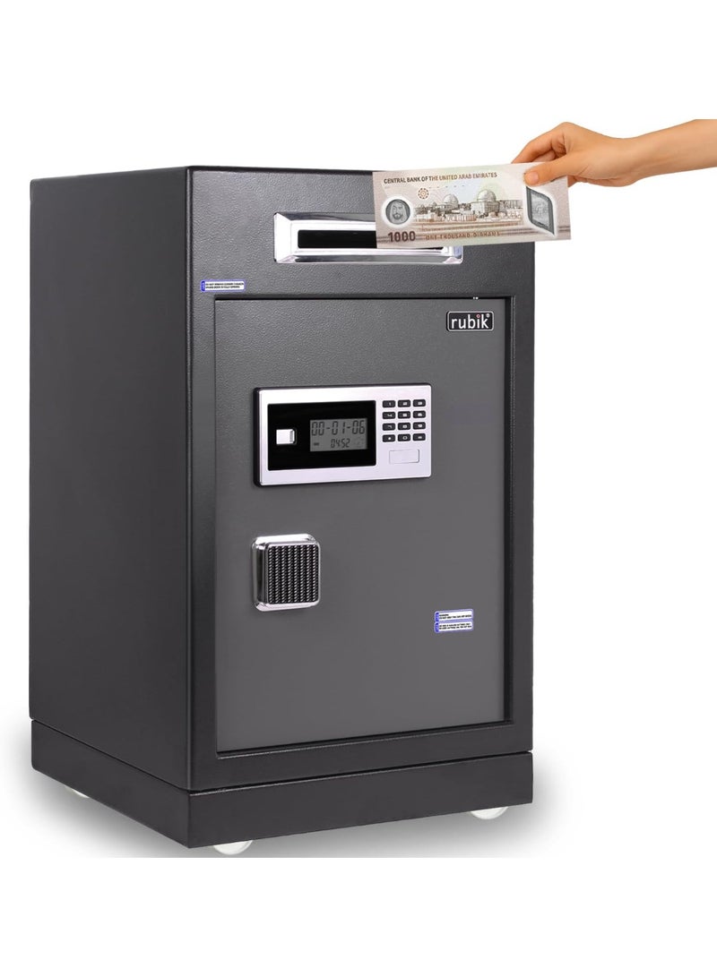 Rubik Drop Slot Safe Box, Digital Lock & Key For Office Shops Business Money Documents RB-6343S (69x43x38cm)  - Image 1