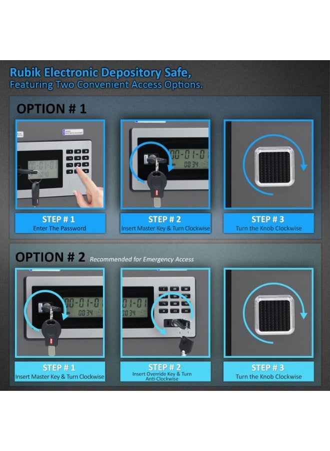 Rubik Drop Slot Safe Box, Digital Lock & Key For Office Shops Business Money Documents RB-6343S (69x43x38cm)  - Image 5
