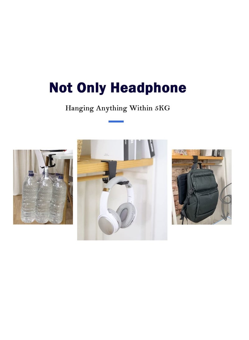 Excefore Headset Headphone Hook Holder Hanger Mount, Headphones Stand for Desk, Clamp Under Desk Design with Adjustable & Rotating Arm PC Gaming, Backpack Hook - Image 4