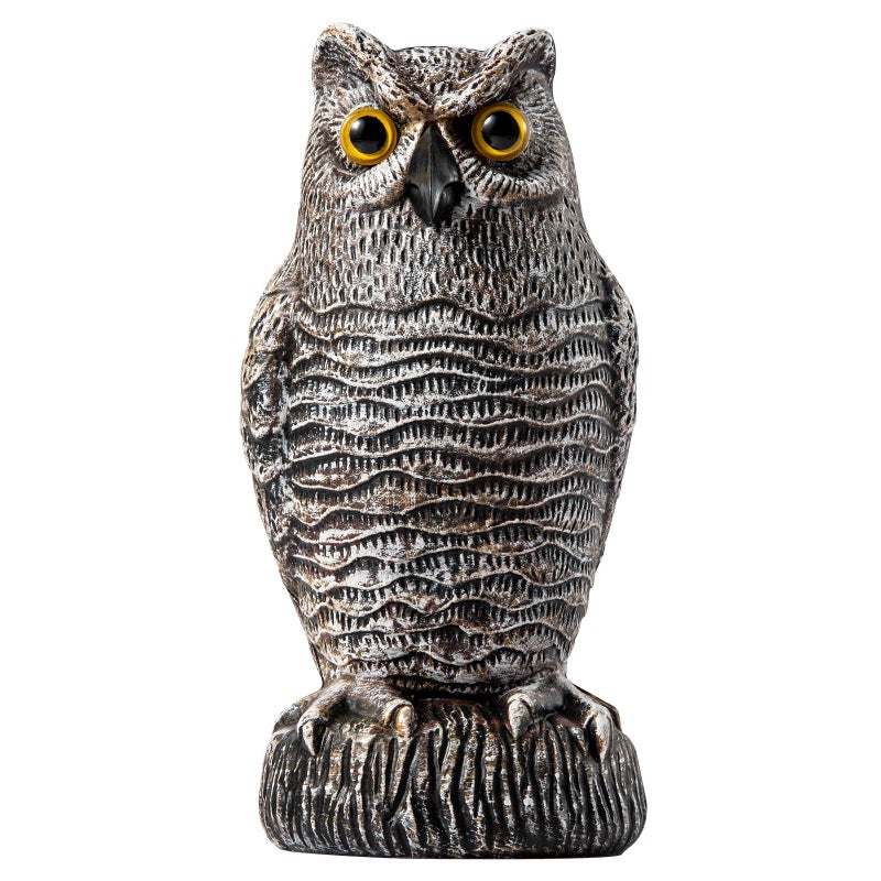 OFFO Fake Owls, Plastic Owl Statue to Decorate The Garden, Porch Pool Patio Yard, Halloween Decorations for Outdoor Garden, 8.3 in Height, Brown and White - Image 1