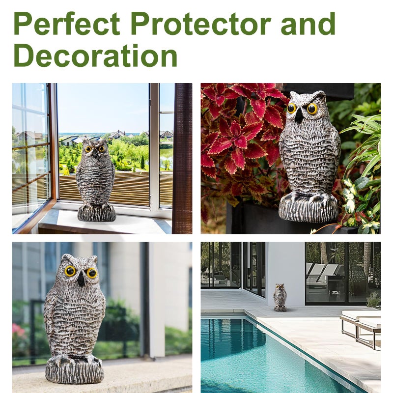 OFFO Fake Owls, Plastic Owl Statue to Decorate The Garden, Porch Pool Patio Yard, Halloween Decorations for Outdoor Garden, 8.3 in Height, Brown and White - Image 5