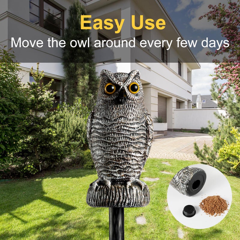 OFFO Fake Owls, Plastic Owl Statue to Decorate The Garden, Porch Pool Patio Yard, Halloween Decorations for Outdoor Garden, 8.3 in Height, Brown and White - Image 4