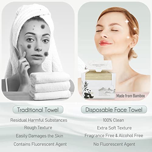 WOWOTEX Bamboo Rayon Disposable Face Towel Biodegradable Large Dry Face Wipes 60 Count/1 Box Extra Thick Soft Clean Facial Towels for Sensitive Skin, Makeup Removing, Facial Cleansing, Nursing, Travel - Image 3