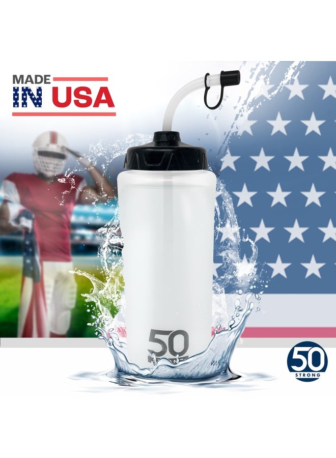 50 Strong 1 Liter Water Bottle with Straw  2Pack EasySqueeze Sports Bottles with Long Straw  BuiltIn Finger Grip  BPAFree  Made in USA  Ideal for Hockey Football Lacrosse  Boxing - Image 5