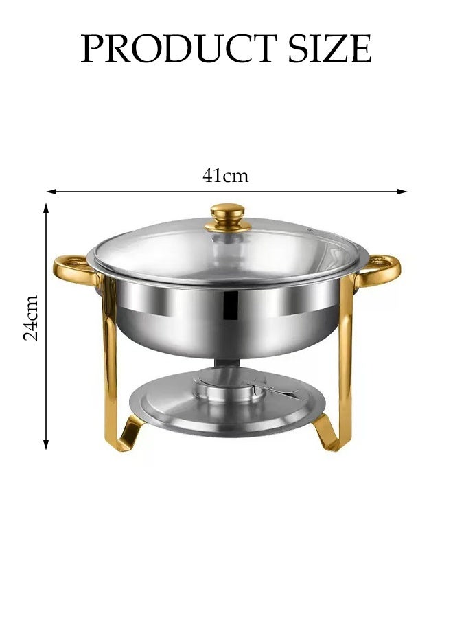 DUNISO Stainless Steel Chafing Dish Buffet Set, Food Warmers,Hot Pot with Lid and Built-in Lid Holder, Food Warming Tray, for Parties, Dinners and Catering (Sliver) ﻿ - Image 2