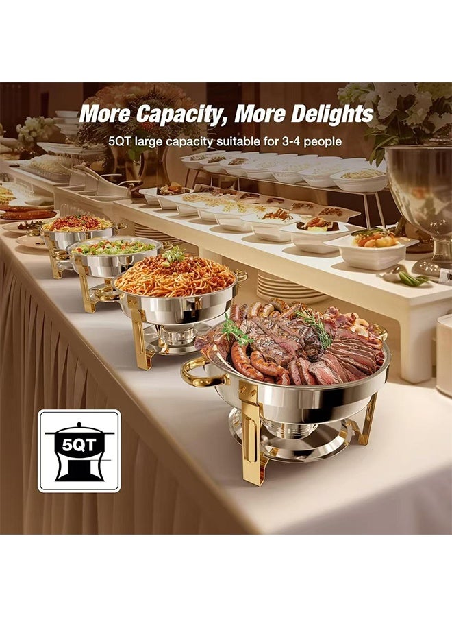 DUNISO Stainless Steel Chafing Dish Buffet Set, Food Warmers,Hot Pot with Lid and Built-in Lid Holder, Food Warming Tray, for Parties, Dinners and Catering (Sliver) ﻿ - Image 3