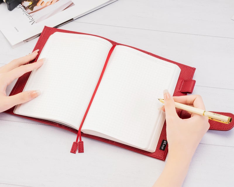 Ox Knight B6 Leather Planner Cover for Stalogy, Midori, Leuchtturm1917, and More - with Pen Loop, Card Slots, Back Pocket, and Bookmarks (Red) - Image 4