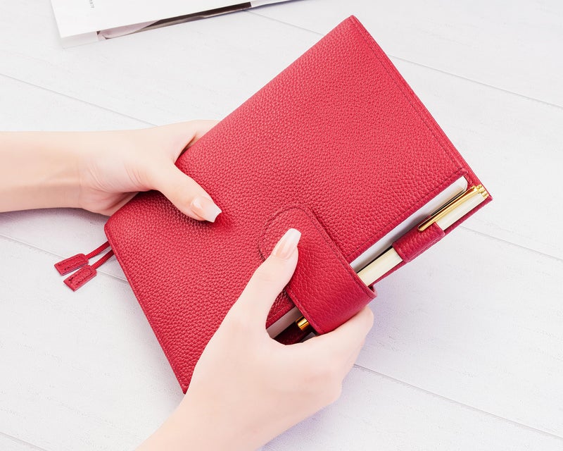 Ox Knight B6 Leather Planner Cover for Stalogy, Midori, Leuchtturm1917, and More - with Pen Loop, Card Slots, Back Pocket, and Bookmarks (Red) - Image 2
