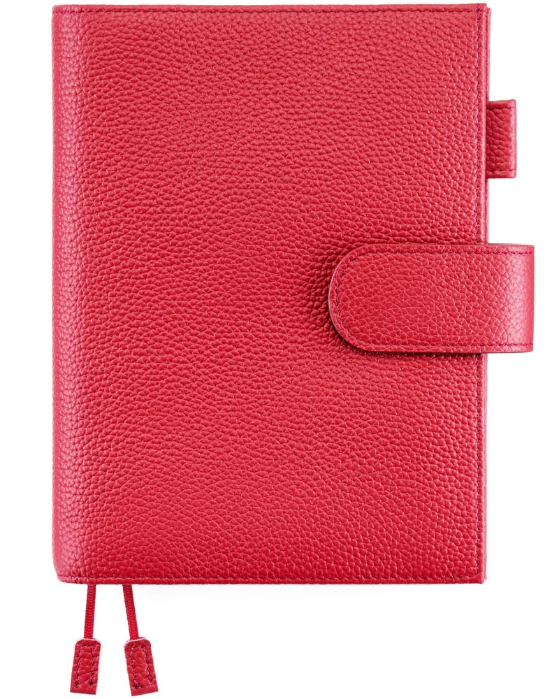 Ox Knight B6 Leather Planner Cover for Stalogy, Midori, Leuchtturm1917, and More - with Pen Loop, Card Slots, Back Pocket, and Bookmarks (Red) - Image 1