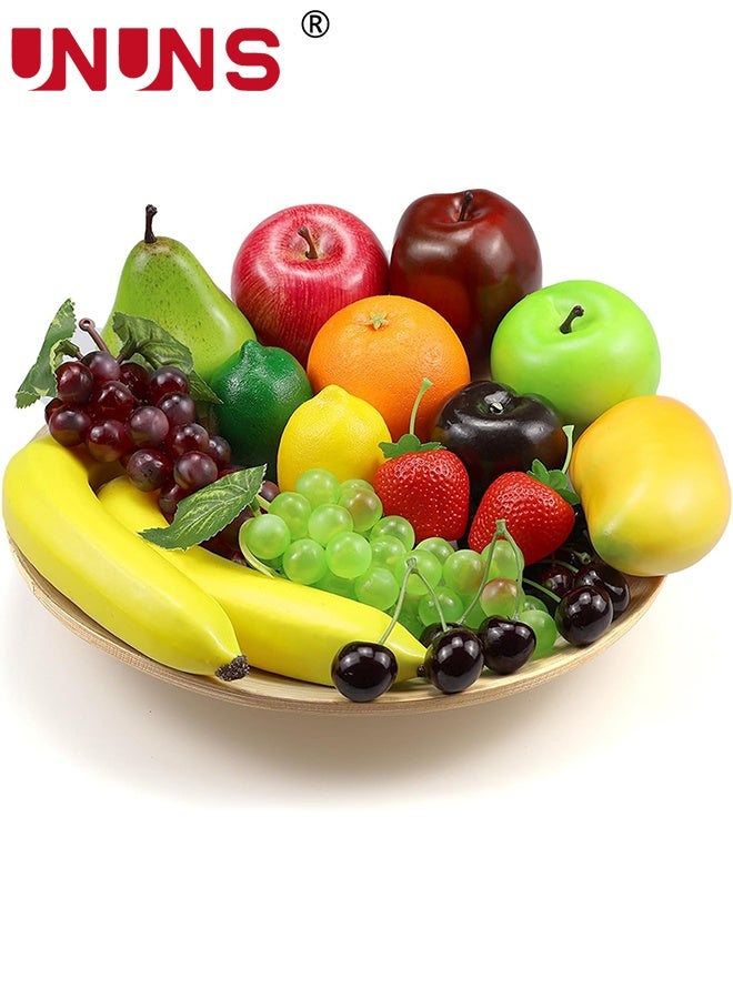 UNUNS 20 Pcs Fake Fruit,Artificial Fruit for Decoration Party,Realistic Fake Fruits Table Centrepieces Decoration Home Kitchen,Lifelike Faux Fruits Apple Bananas - Image 1