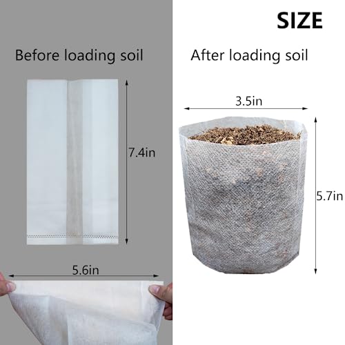 Belit Nursery Growing Bags, 100 Pcs Fabric Seedling Pots Non-Woven Pouch for Gardening Seed Plant Bag, Potato, Flower, Tomato Plant Starts (5.6" x 7.4 ") - Image 4