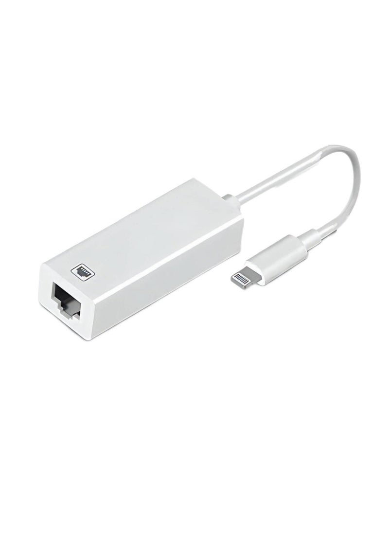 Generic - Lightning to Ethernet Adapter, RJ45 LAN Network Cable with 8-Pin Connector for iPhone 13/12/11/XS/XR/X/8/7, iPad, iPod - Plug and Play, 100Mbps Support, MFi Certified - Image 1