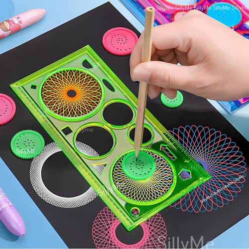 Sillyme 10pcs Spinograph Art Design Ruler Scale Set for Kids - Return Gifts birthday party for kids - return gift for kids age 6-10 10-12 - birthday return gift for kids 6-12 - Image 2