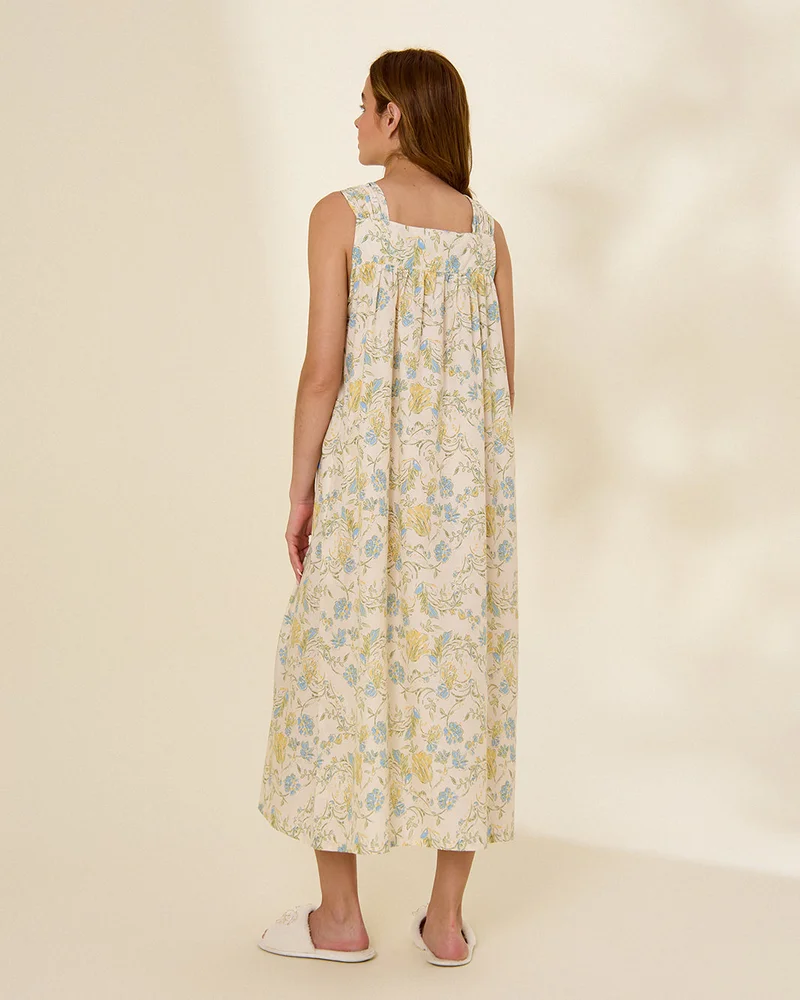 REDTAG Women Ivory And Yellow Floral Nightgown