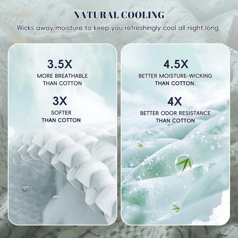 PHF Cooling Breathable Waffle Blanket Twin Size 60% Rayon Derived from Bamboo and 40% Cotton Warm Sleep Soft Lightweight Luxury Blanket for Bed 66"x90" Sage Green - Image 3