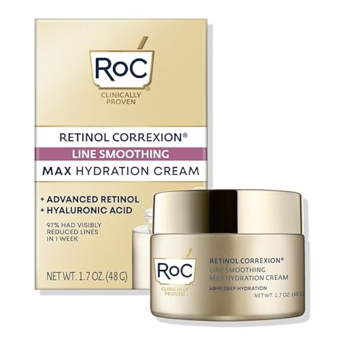 RoC Retinol Correxion Max Daily Hydration Anti-Aging Face Moisturizer with Hyaluronic Acid, Oil Free Skin Care Cream for Fine Lines, Dark Spots, Post-Acne Scars, Retinol Moisturizer, 1.7 Ounces - Image 1