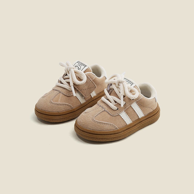 Maibu bear baby toddler shoes casual shoes spring boys contrast color childrens shoes Childrens Board shoes baby sneaker Beige 
