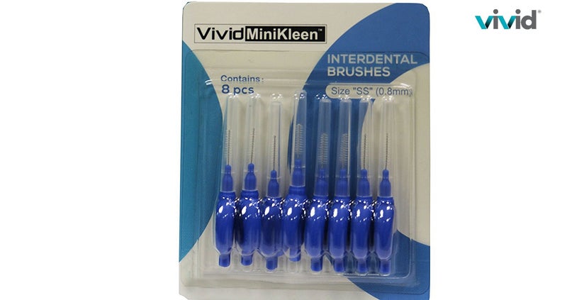 Vivid فرشاة أسنان بينية صغيرة زرقاء 08 مم عبوة من 48 موصى بها من قبل طبيب الأسنان لأفضل صحة فموية تمنع رائحة الفم الكريهة وأمراض اللثة من فيفيد - Image 2