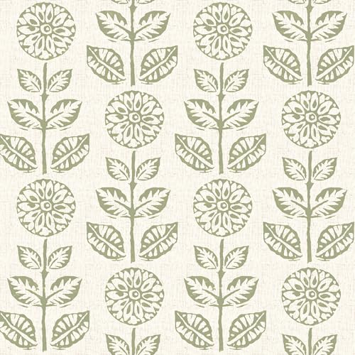 Wudnaye Vintage Floral Peel and Stick Wallpaper Beige Floral Contact Paper 177in 1181in Tulip Self Adhesive Wallpaper Boho Flowers Removable Waterproof Wall Paper for Bathroom Bedroom Decorative - Image 1