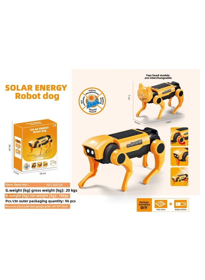 Solar Energy Mechanical Dog Science And Education Experiment Electric Remote Control Intelligent Robot Dog Children's Electronic Pet Toy-Color:9953a Solar Electric Mechanical Toy [dog + Cat] English Packaging  - Image 1