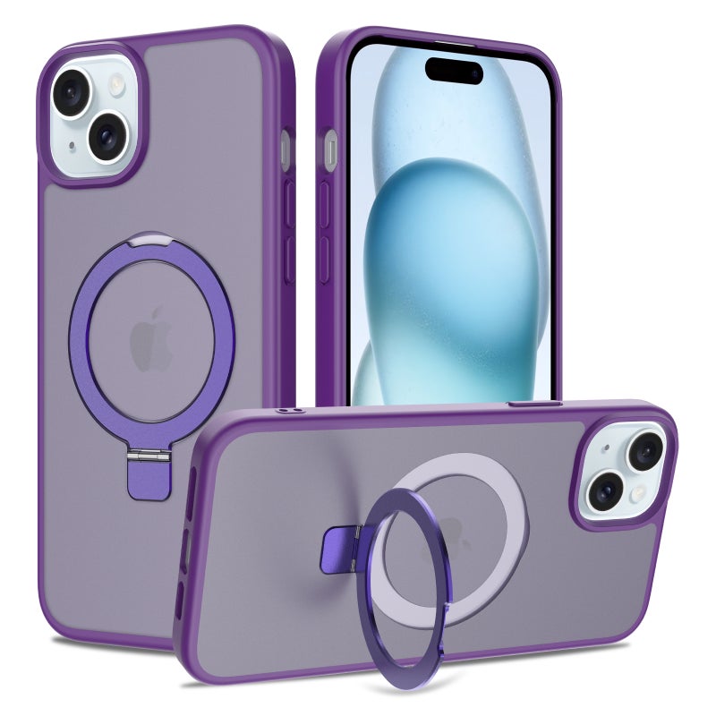 iPhone15 MagSafe Case with Magnetic Invisible Stand,【Full Shockproof Protection】Matte Back Phone Cover with Magnet Kickstand for iPhone 15 MagSafe - Image 1