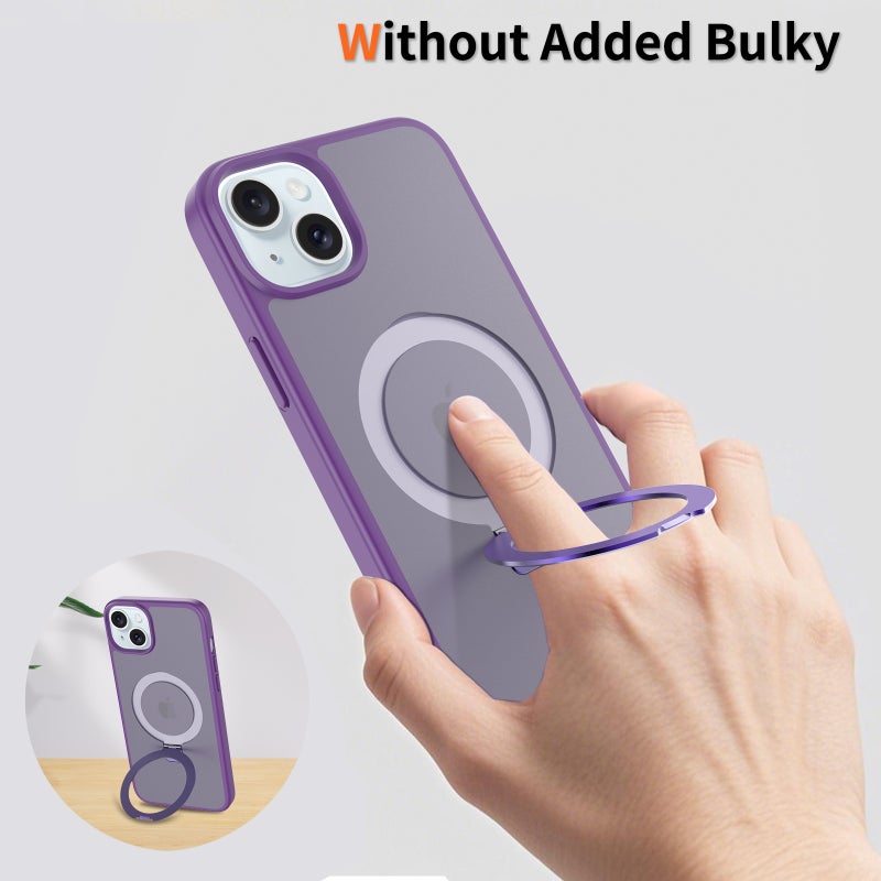 iPhone15 MagSafe Case with Magnetic Invisible Stand,【Full Shockproof Protection】Matte Back Phone Cover with Magnet Kickstand for iPhone 15 MagSafe - Image 2