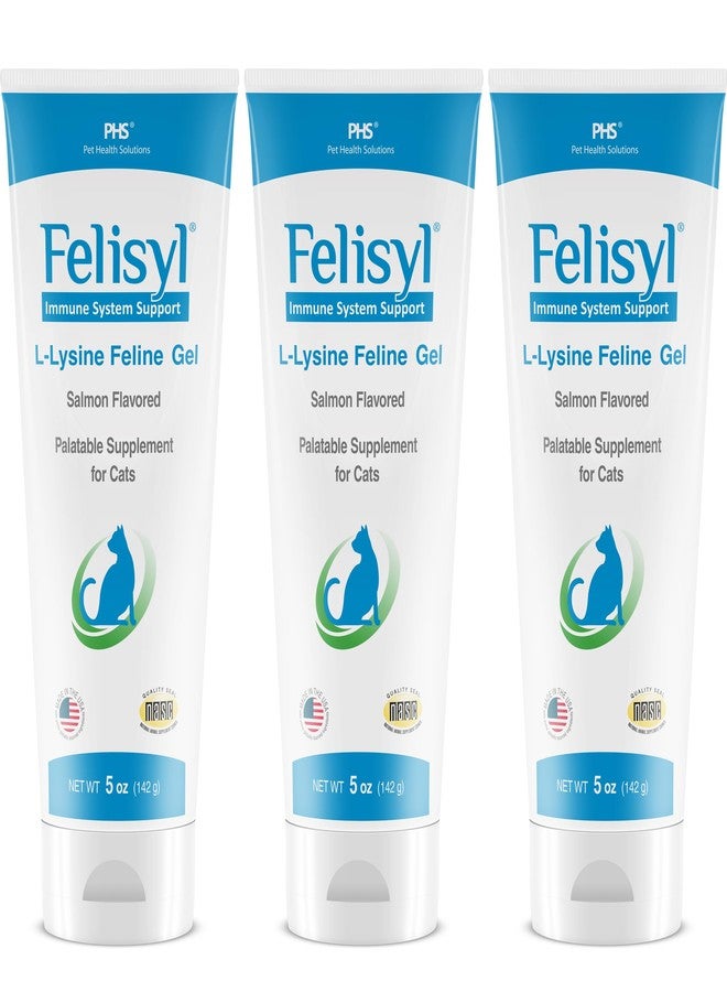 Pet Health Solutions Felisyl L-Lysine Gel for Cats (5oz) - Supports Immune, Respiratory, and Eye Health. Eases Sneezing, Runny Nose, and Watery Eyes. Tasty Salmon Flavor - Made in The USA (3 Pack) - Image 1