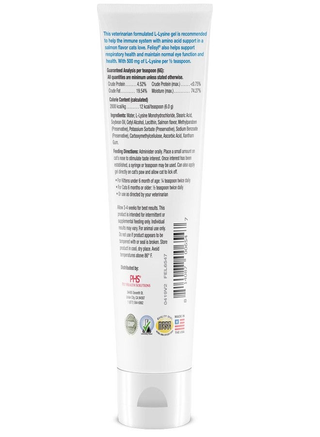 Pet Health Solutions Felisyl L-Lysine Gel for Cats (5oz) - Supports Immune, Respiratory, and Eye Health. Eases Sneezing, Runny Nose, and Watery Eyes. Tasty Salmon Flavor - Made in The USA (3 Pack) - Image 3