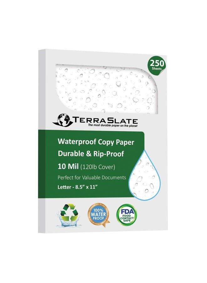 TerraSlate Paper 10 MIL 8.5" x 11" Waterproof Laser Printer/Copy Paper 250 Sheets - Image 1