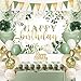 jenlion Happy Birthday Decorations For Women MenBirthday BackdropBanner BalloonsTable ClothPaper pom poms Party Supplies for Girls Boys Sage Green - Image 2
