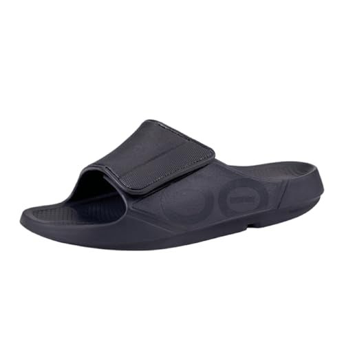 OOFOS OOahh Sport Flex Recovery Sandal, Black Matte - Women’s Size 12, Men’s Size 10 - Image 1