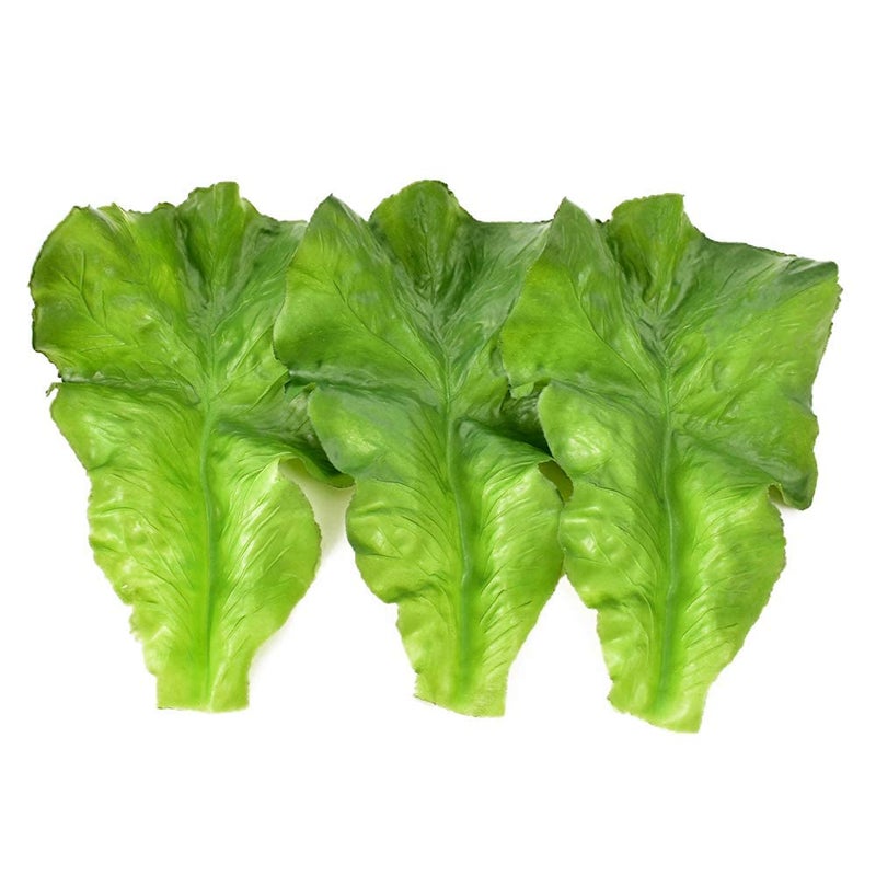 Hagao Fake Lettuce Leaves Artificial Vegetables Lettuces Simulation Plastic Lifelike for House Kitchen Party Pub Decoration Cabinet Ornament 3 pcs