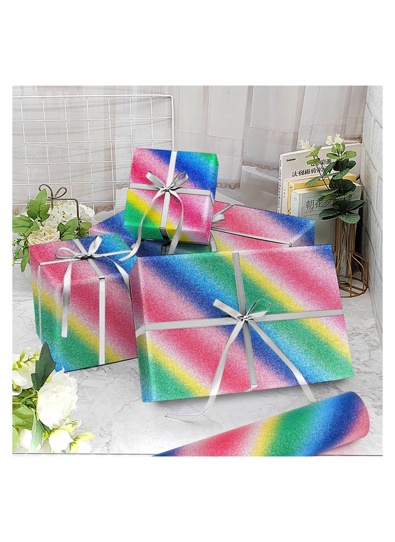 Royal Polar Rainbow Glitter Wrapping Paper Roll 17 Inch X 16 Feet  Gift Wrapping Paper Mini Roll Perfect for Wedding Kids Birthday Baby Shower  - Image 3