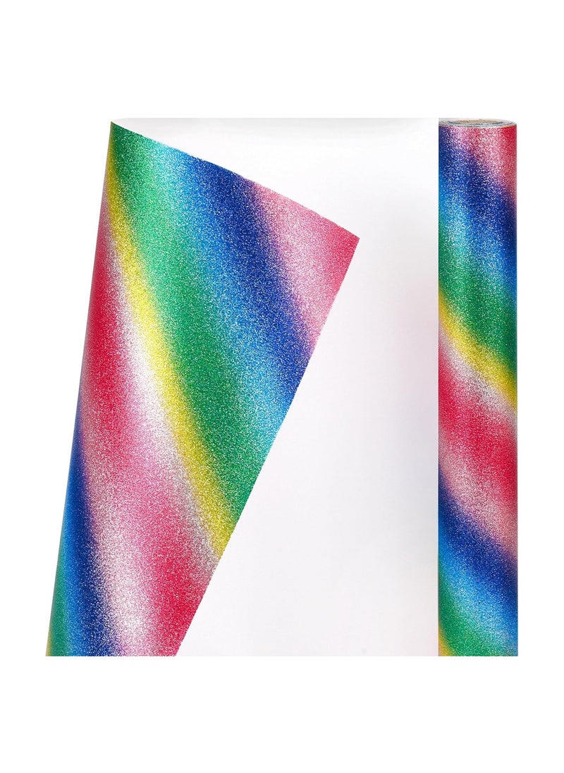Royal Polar Rainbow Glitter Wrapping Paper Roll 17 Inch X 16 Feet  Gift Wrapping Paper Mini Roll Perfect for Wedding Kids Birthday Baby Shower  - Image 4