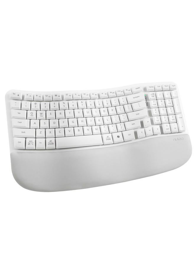 Nulea RT08 Wave Keys Wireless Ergonomic Keyboard with Cushioned Palm Rest, 2.4GHz Ergo Cordless USB Computer Keyboard, Comfortable Natural Typing, for Laptop, Mac, Windows (White) - Image 1