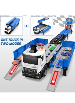Excefore Carrier Truck Race Track Toddlers Toys, Foldable 3 Layer Car Race Track Playset, Transport Car Carrier & 8 Race Cars, Car Carrier Transforms into Race Tracks Gifts for Ages 2-4 Year Old  - Image 5