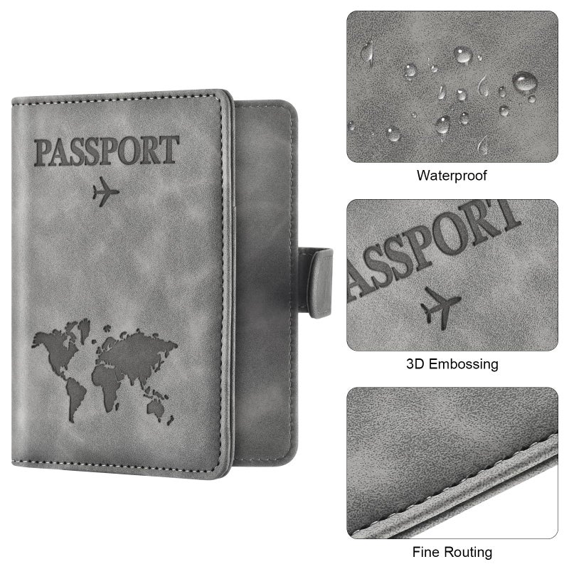 Eoehro Passport Holder for Travel Essentials, Passport Wallet Cover Case for Travel Must Haves Accessories,Passport Book Holders for Women and Men(gray) - Image 5