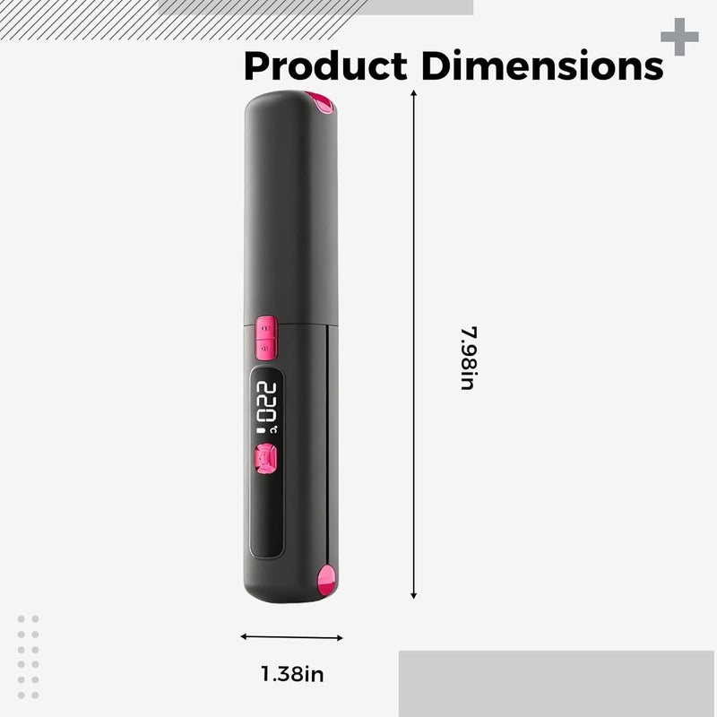 مكواة شعر لاسلكية ومجعدة 2 في 1، مكواة شعر مسطحة صغيرة محمولة مع 6 درجات حرارة، شحن عبر USB-C، سيراميك، رمادي - Image 2