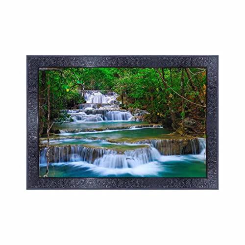 pnf Poster And Frames Vastu Waterfall Landscape Scenery Wooden Photo Frame With Acrylic Sheet | Living Room, Bedroom | Home Decoration | Best Gifting Option (10 * 14inch,Multicolour,Synthetic) 8080 - Image 1